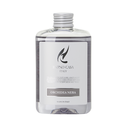 DIFFUSORE DI FRAGRANZA CON FIORE ORCHIDEA NERA HYPNO CASA | in vaso di vetro | varie misure