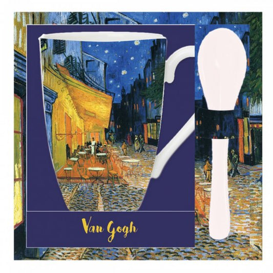 MUG CON CUCCHIAINO VAN GOGH ALLEN DESIGNS | in ceramica vari dipinti | Ø10,5cm