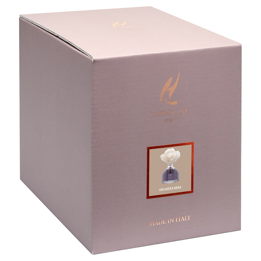 DIFFUSORE DI FRAGRANZA CON FIORE ORCHIDEA NERA HYPNO CASA | in vaso di vetro | varie misure