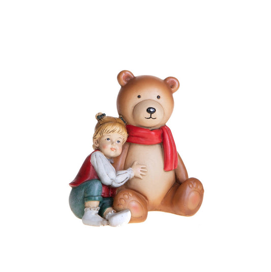 BAMBINA CON ORSETTO BRANDANI | in ceramica | 11x6x12cm