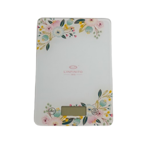 BILANCIA DIGITALE FIORATA L'INFINITO BOMBONIERE | in vetro | 15x22cm