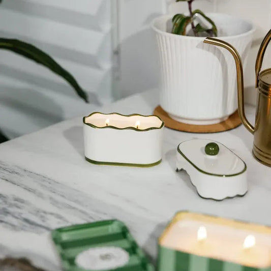 CANDELA CERAMIC DISH SMOKED PISTACCHIO PADDYWAX | in vasetto in ceramica | 155g