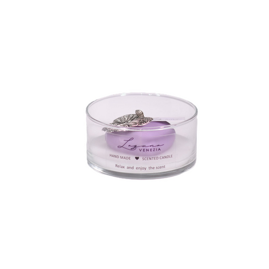 CANDELA CUORE CON CIONDOLO LAGUNA VENEZIA | in vasetto in vetro | 12x6cm