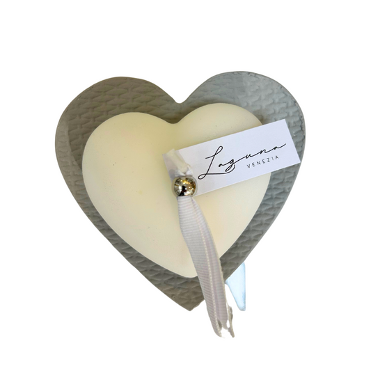 CANDELA CUORE CON PIATTINO LAGUNA VENEZIA | varie profumazioni | 10cm