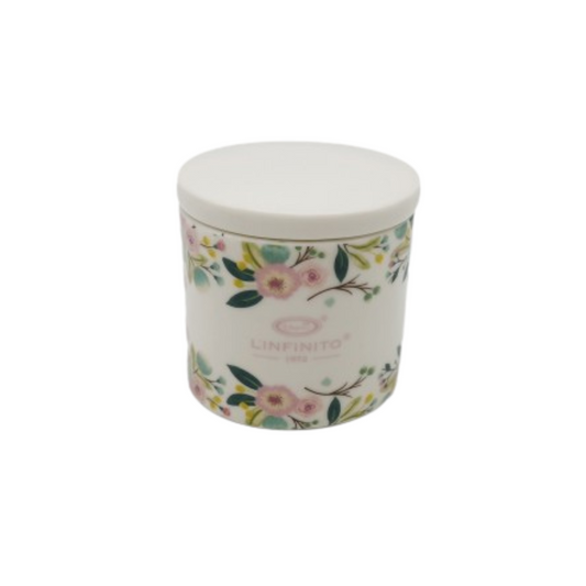 CANDELA FIORATA L'INFINITO BOMBONIERE | in ceramica | Ø8x8cm