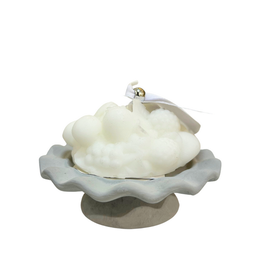 CANDELA FRUTTA CON ALZATINA LAGUNA VENEZIA | varie profumazioni | 10x7cm