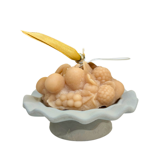 CANDELA FRUTTA CON ALZATINA LAGUNA VENEZIA | varie profumazioni | 10x7cm