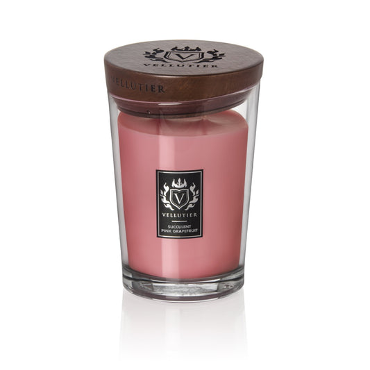 CANDELA SUCCULENT PINK GRAPEFRUIT VELLUTIER | in vaso di vetro | varie misure
