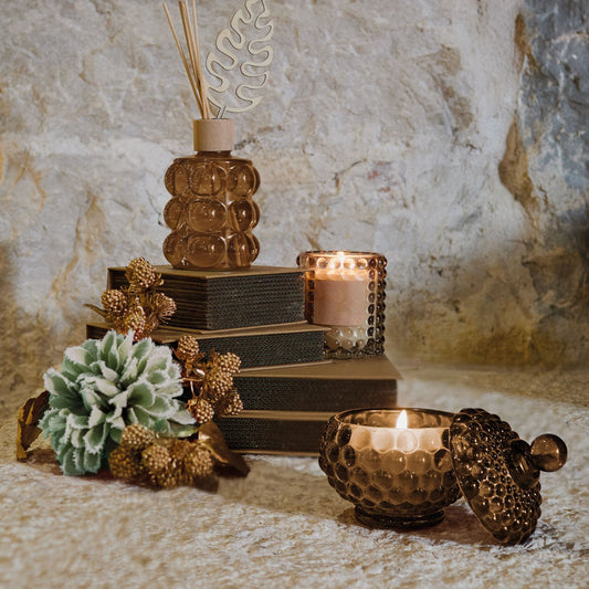 CANDELA BOLLICINA MAISON SUCRÉE | in vasetto di vetro in vari colori | 115g