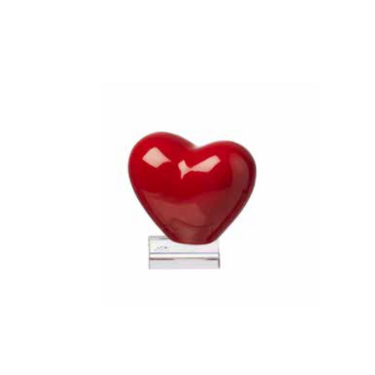 CUORE SU BASE DI CRISTALLO GLI ALBERELLI | in ceramica di Capodimonte vari colori | varie misure