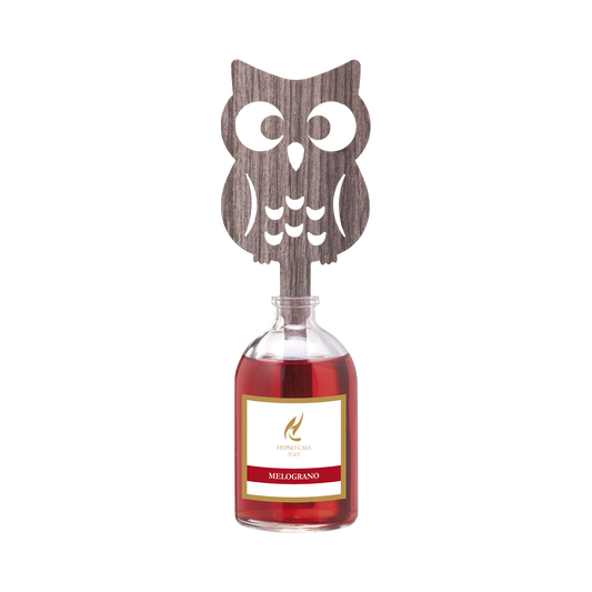 DIFFUSORE DI FRAGRANZA SAGOMA GUFO MELOGRANO HYPNO CASA | in vaso di vetro | 50ml