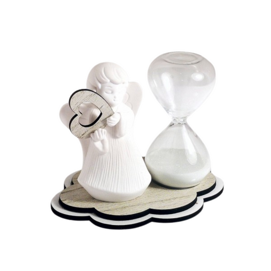 KARIM ANGELO CON CLESSIDRA DEBORA CARLUCCI | in resina e legno | 8cm