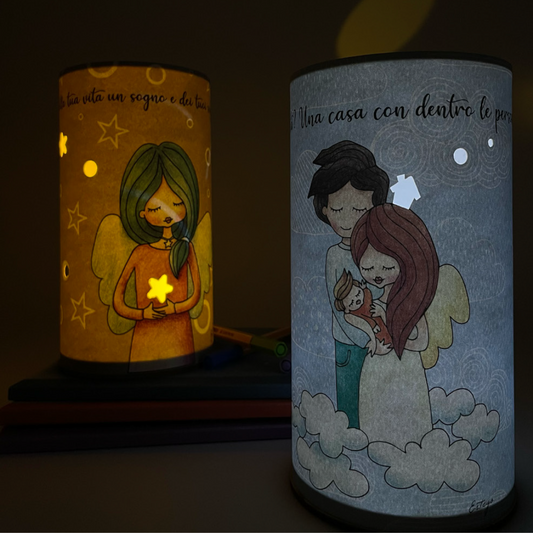 LAMPADA TONDA MAMMA ESTEGO | in laminato e legno | Ø9x17cm