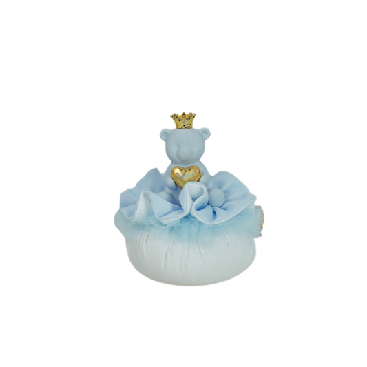 ORSETTO SU POUF L'INFINITO BOMBONIERE | in porcellana | Ø13x15cm