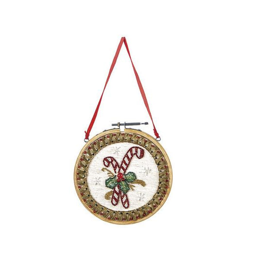 PENDAGLIO TELAIO CANDY BRUCO | in legno e tessuto | Ø17cm