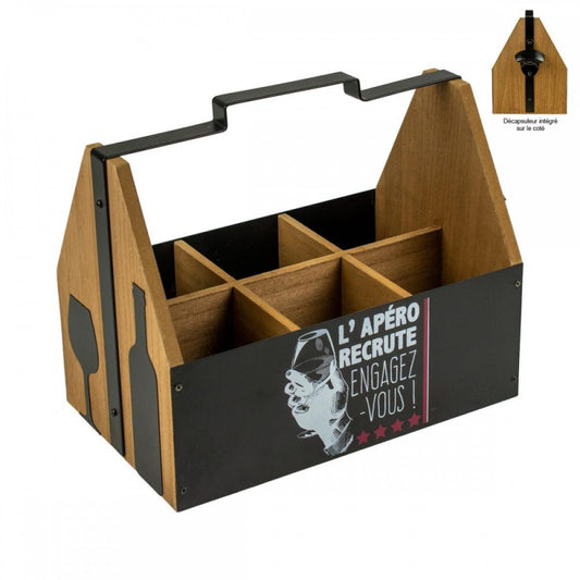 PORTABOTTIGLIA APERO RECRUIT ENESCO |in legno | 23x16x26cm