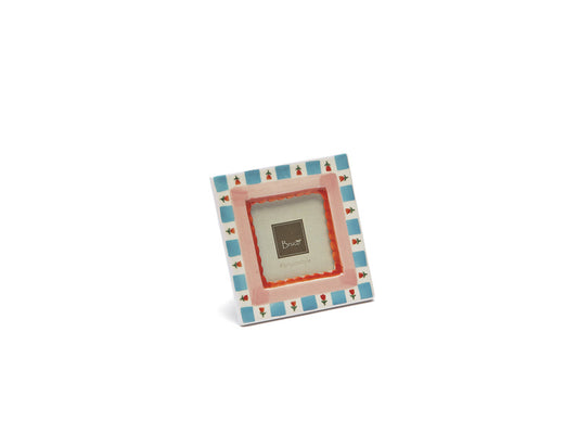 PORTAFOTO FLOWER&STRIPE BRUCO | in ceramica | 12x12cm