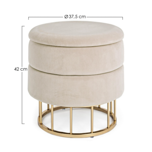 POUF CONTENITORE PAVLINA BIZZOTTO | in metallo e tessuto | Ø37x42cm