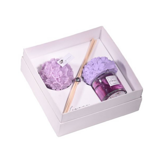 PROFUMATORE CON TAPPO E CANDELA ORTENSIA LAGUNA VENEZIA | 20x20cm