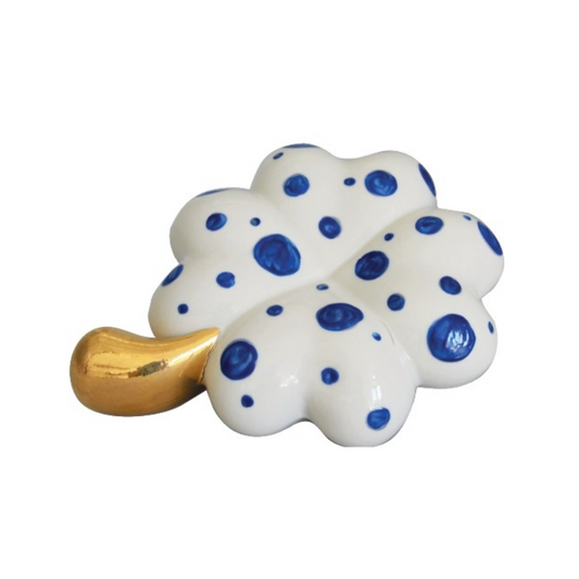 QUADRIFOGLIO AZZURRO SBORDONE PORCELLANE | in porcellana Capodimonte | varie misure