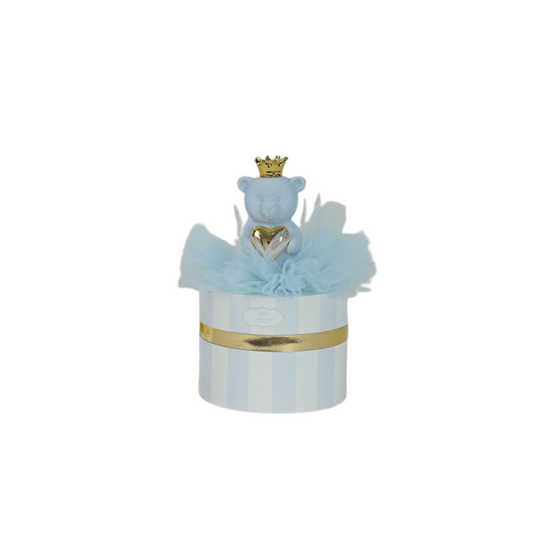 SCATOLA CONFETTATA CON ORSETTO L'INFINITO BOMBONIERE | in porcellana | Ø10x17cm