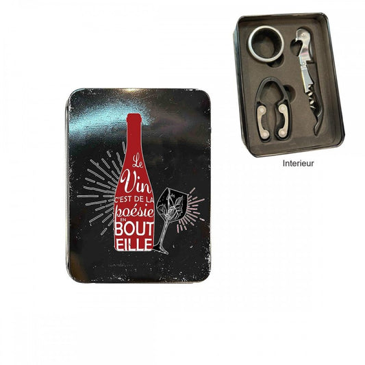 SET DEGUSTAZIONE VINO ENESCO | cofanetto in metallo vari colori | 3pz