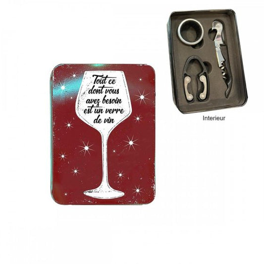 SET DEGUSTAZIONE VINO ENESCO | cofanetto in metallo vari colori | 3pz