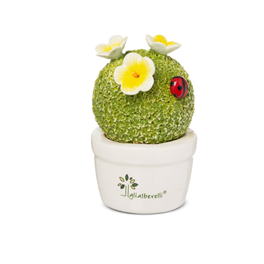 SPUGNOTTA FIORE GIALLO GLI ALBERELLI | in ceramica di Capodimonte | Ø6x9cm