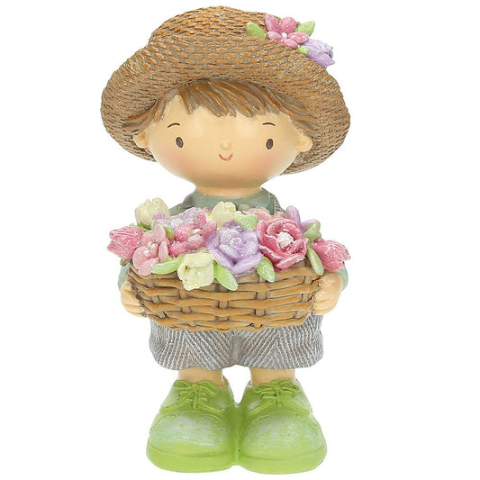 STATUINA BIMBO CON CESTO ANDREA FONTEBASSO | in poliresina | 15cm