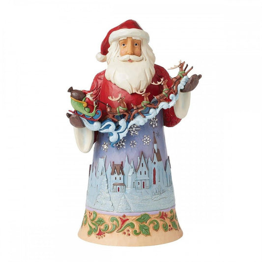 BABBO NATALE CON SLITTA JIM SHORE | in resina | 15x19x30cm