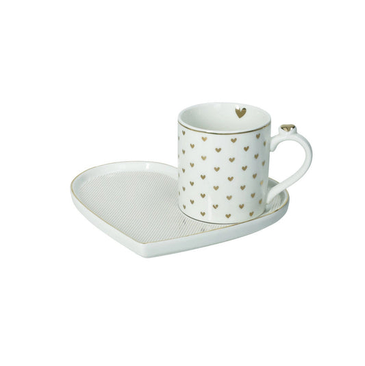 TAZZA CON VASSOIO AMORE MIO BRANDANI | in New Bone China |  2pz