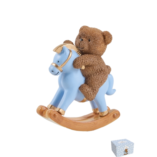 TEDDY SUL CAVALLUCCIO L'INFINITO BOMBONIERE - in resina - 12x6x15cm - foto 2 | Adele Chérie