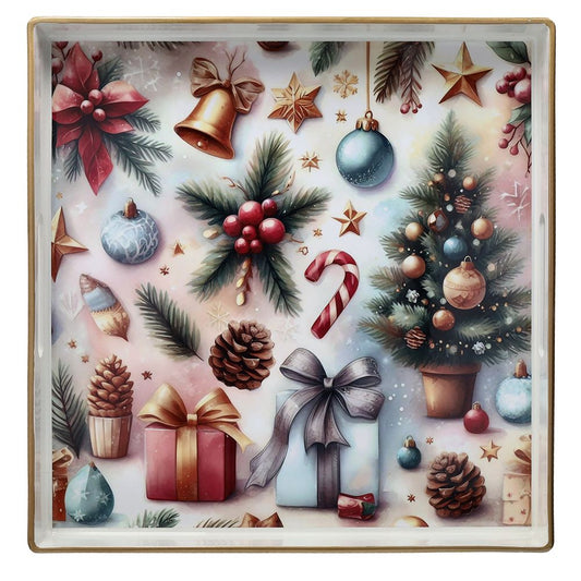 VASSOIO BCO ALBERI PARTY TIME ANDREA FONTEBASSO | in plastica | 35x35cm