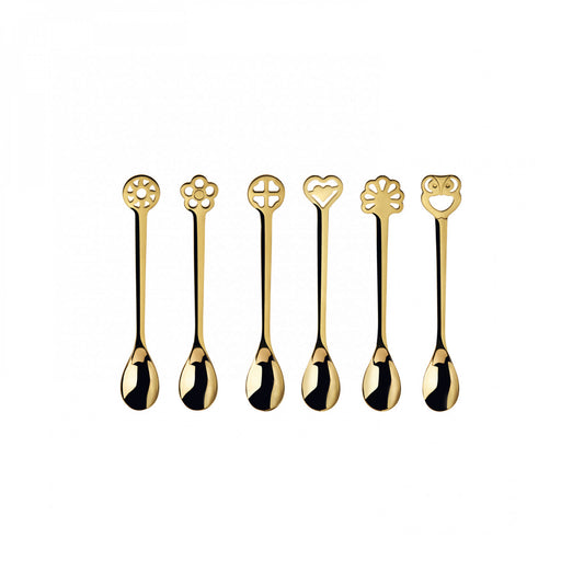 CUCCHIAINI PORTAFORTUNA CASA BUGATTI | in acciaio in vari colori | 6pz