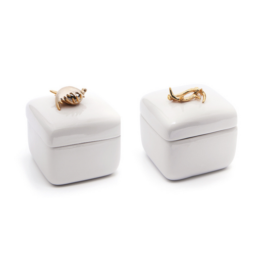 BOX GOLD ANTLER BRUCO | in porcellana | 12x12cm