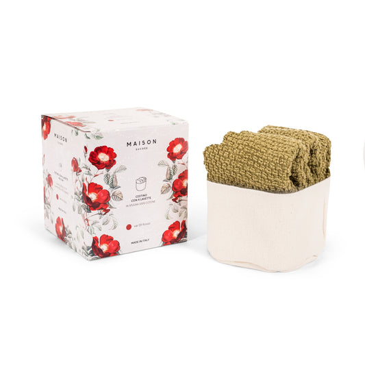 CONFEZIONE REGALO CARILLON MAISON SUCRÉE | cestino con lavette in vari colori | 4pz