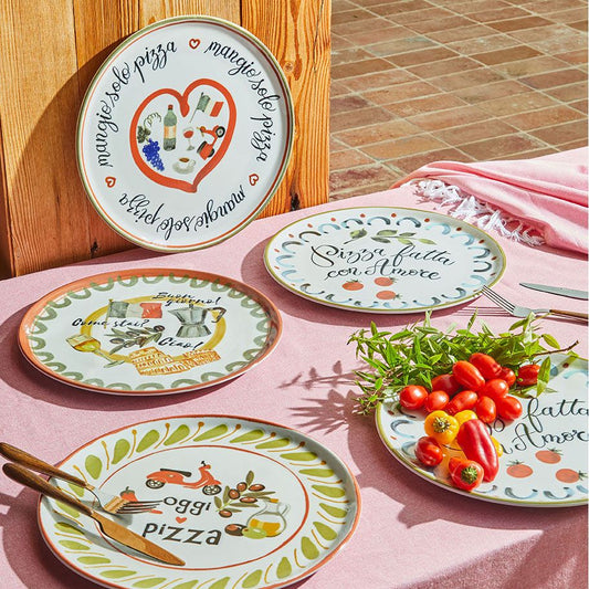 SET PIATTI PIZZA CINZIA ANDREA FONTEBASSO - in porcellana - 4pz - foto 2 | Adele Cherie