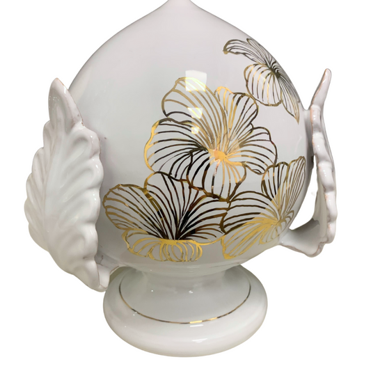 DEMETRA | Pumo a tre foglie con decoro in oro zecchino