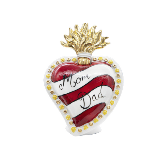 CUORE SACRO MAMMA E PAPA' SBORDONE PORCELLANE | in porcellana Capodimonte | 12x13cm