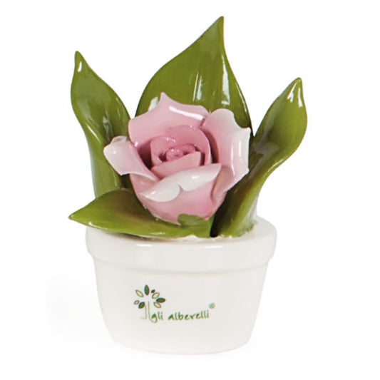 PROFUMINA ROSA GLI ALBERELLI | in ceramica di Capodimonte | Ø8x10cm - | Adele Chérie - articoli da regalo e bomboniere