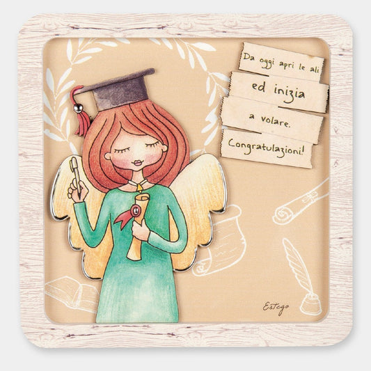 QUADRETTO LAUREA LE GRAZIOSE | in legno | 15x15cm - | Adele Chérie - articoli da regalo e bomboniere