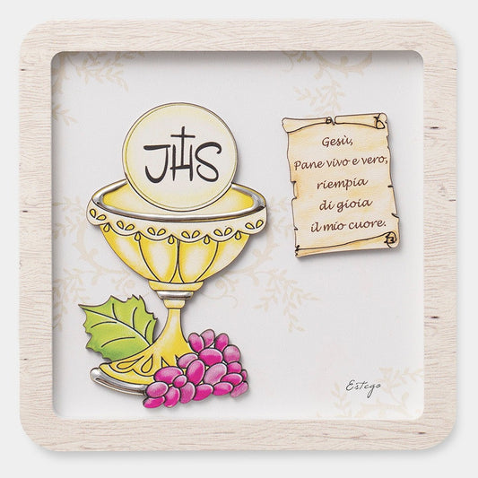 QUADRETTO COMUNIONE LE GRAZIOSE | in legno | 15x15cm - | Adele Chérie - articoli da regalo e bomboniere