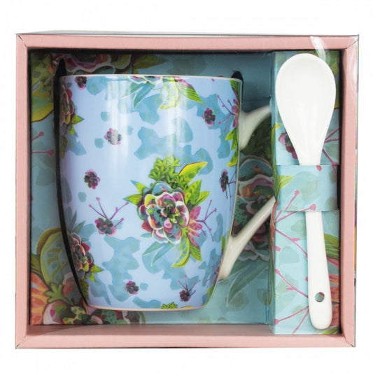 MUG CON CUCCHIAINO FIORI IN SCATOLA | in confezione regalo | Ø8cm - | Adele Chérie - articoli da regalo e bomboniere