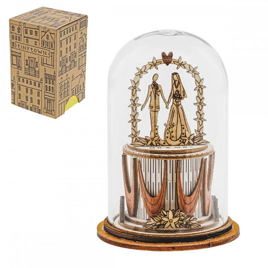 CLOCHE MR. & MRS. ENESCO | in legno e vetro | 8,5x5x5cm - | Adele Chérie - articoli da regalo e bomboniere