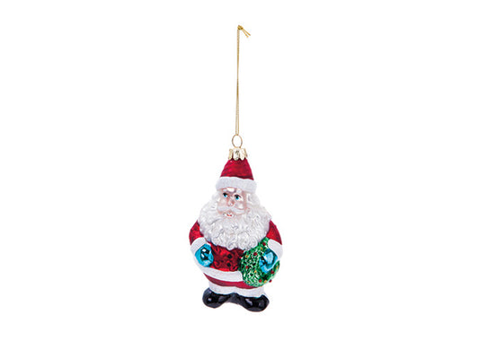 PENDAGLIO BABBO NATALE RETRO' | in vetro | 13cm - | Adele Chérie - articoli da regalo e bomboniere