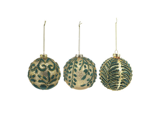 SFERA VELVET BRUCO | in vetro oro e verde | Ø10cm - | Adele Chérie - articoli da regalo e bomboniere