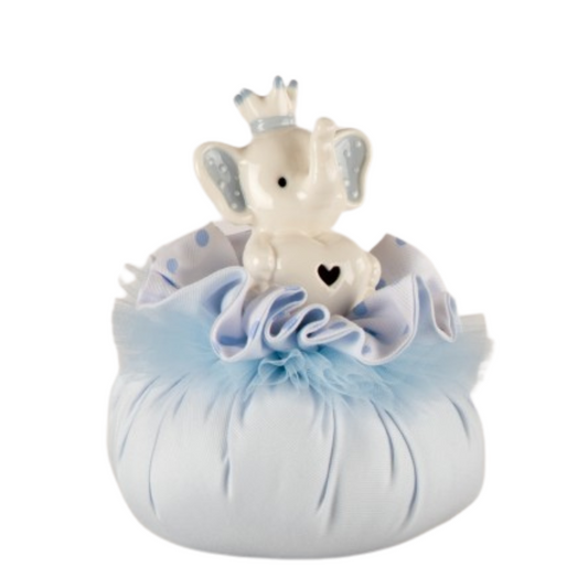 POUF ELEFANTINO CELESTE L'INFINITO | in porcellana | Ø15x21cm - | Adele Chérie - articoli da regalo e bomboniere