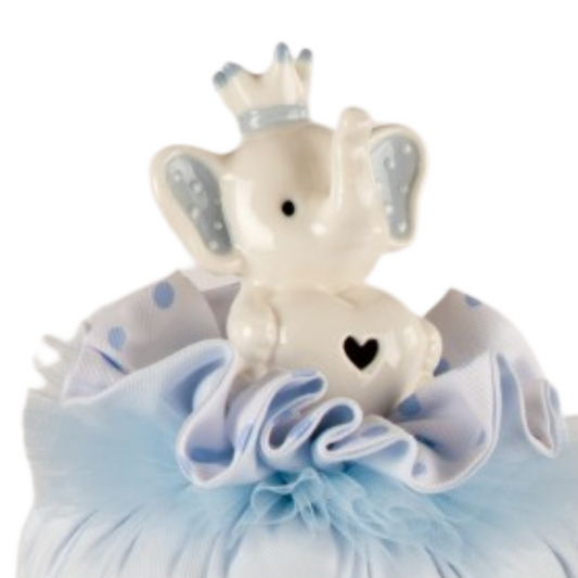 POUF ELEFANTINO CELESTE L'INFINITO | in porcellana | Ø15x21cm - | Adele Chérie - articoli da regalo e bomboniere