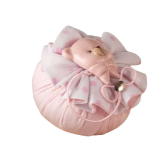 POUF CON ORSETTO ROSA L'INFINITO | in porcellana | Ø10x8cm - | Adele Chérie - articoli da regalo e bomboniere