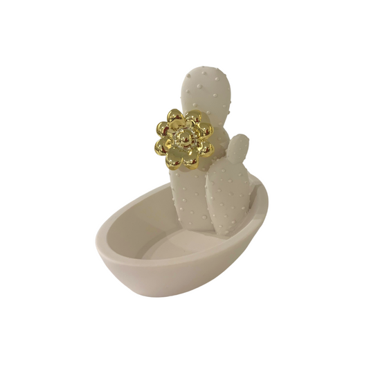 PIATTINO PIANTINA GRASSA CON FIORE GIOVINARTE | in resina | 11cm - | Adele Chérie - articoli da regalo e bomboniere